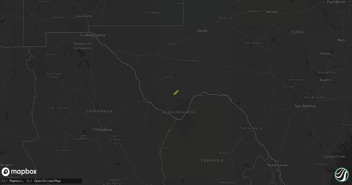 Hail map in Texas on March 16, 2020