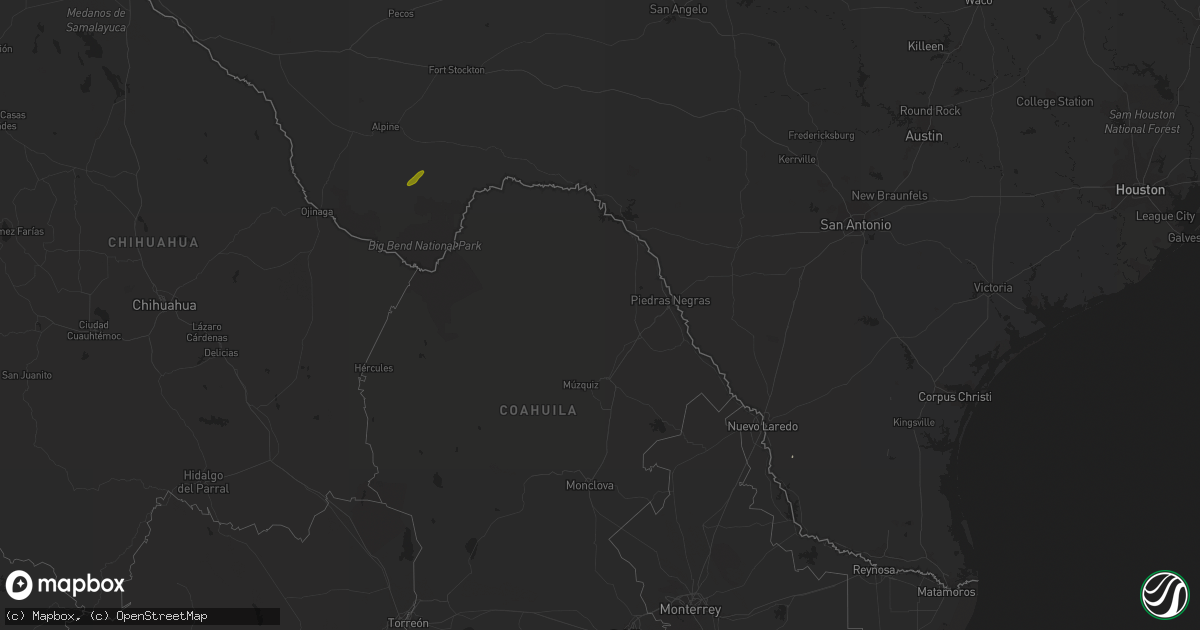 Hail map on March 16, 2020