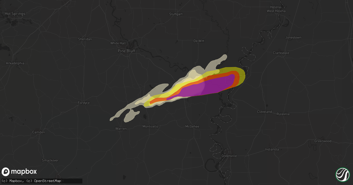 Hail map in Dumas, AR on March 16, 2021
