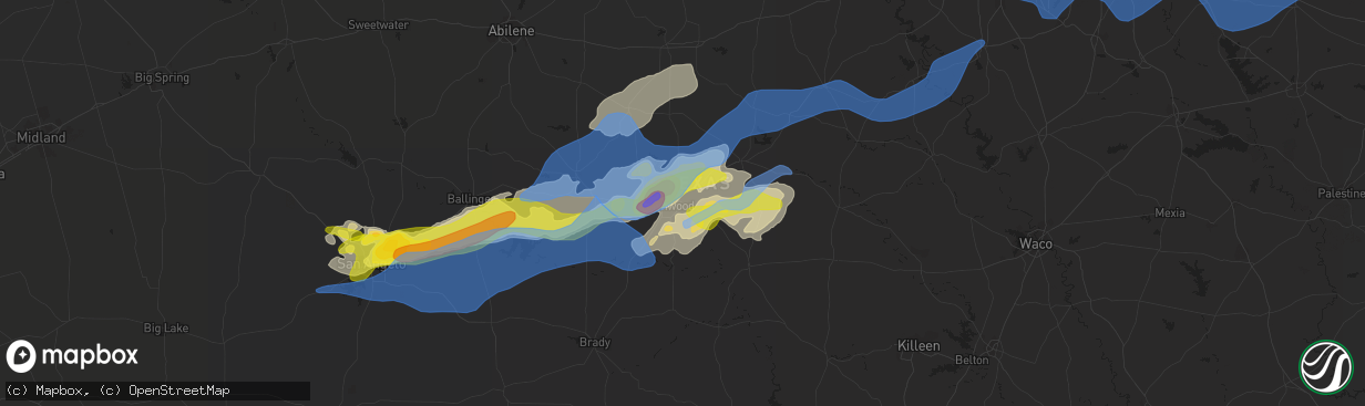 Hail map in Early, TX on March 16, 2021