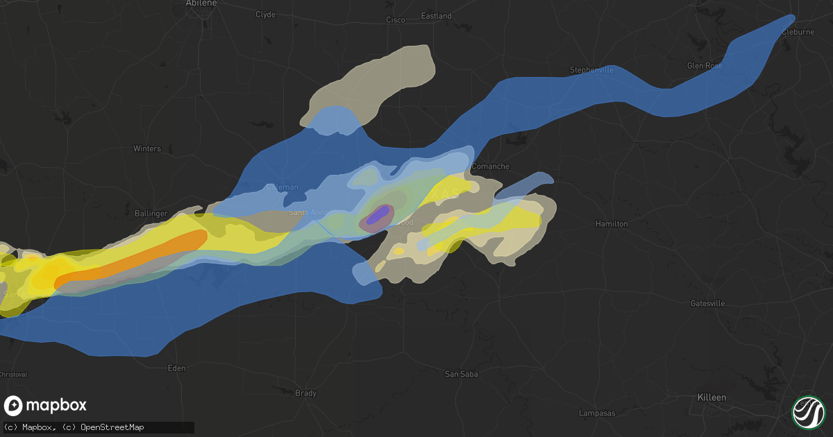 Hail map in Early, TX on March 16, 2021