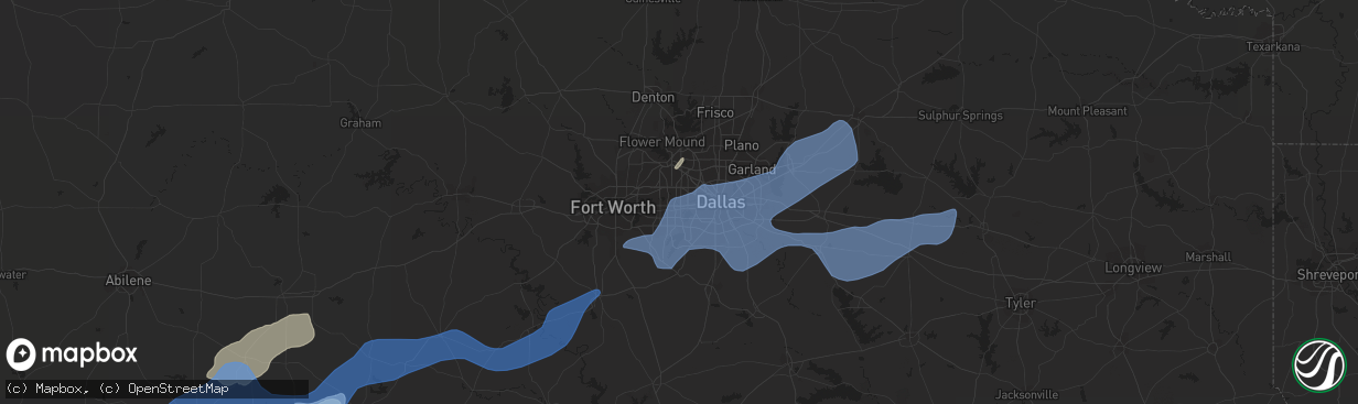 Hail map in Grand Prairie, TX on March 16, 2021