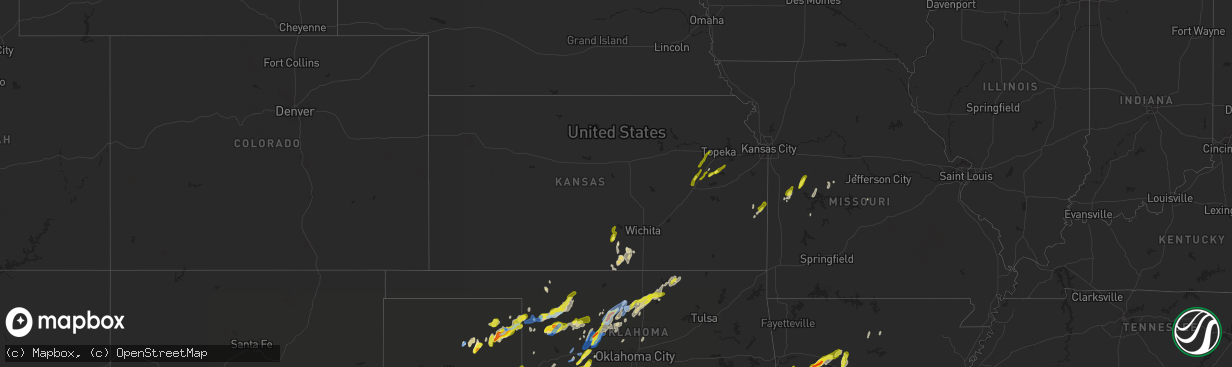 Hail map in Kansas on March 16, 2021