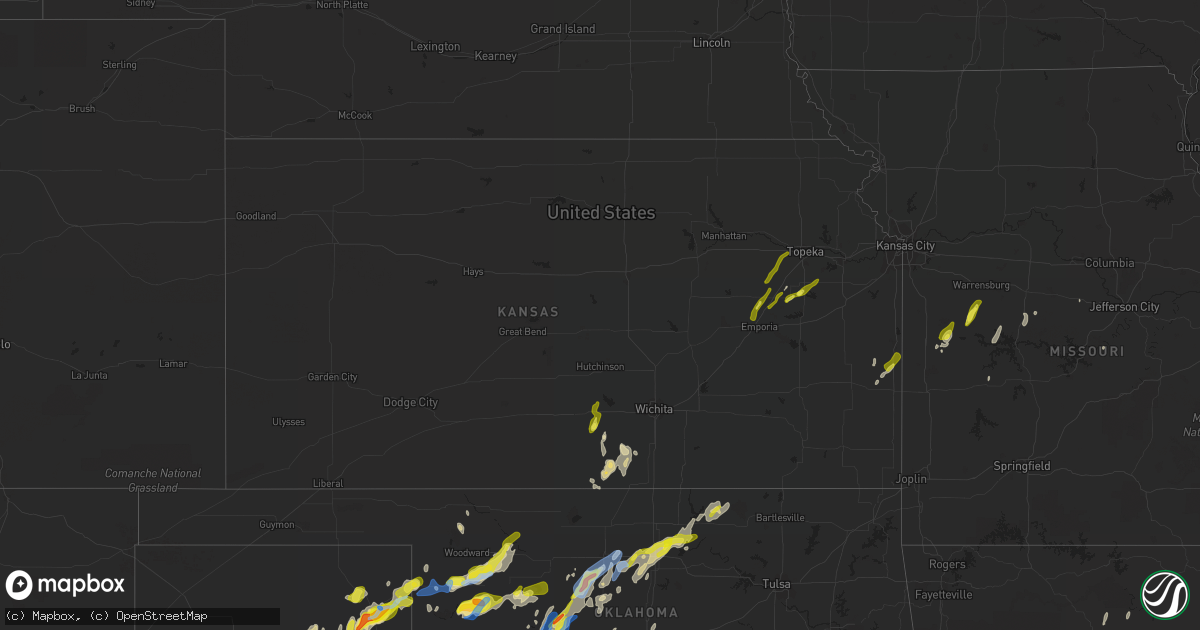 Hail map in Kansas on March 16, 2021