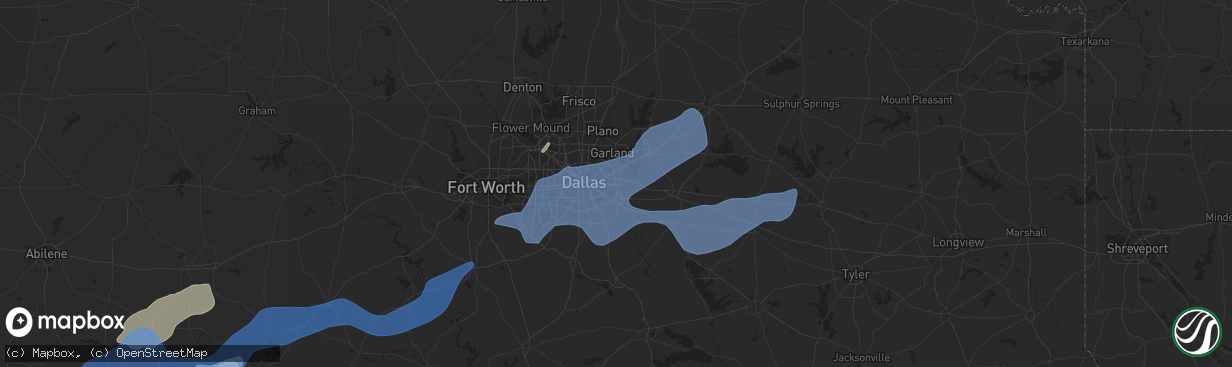 Hail map in Mesquite, TX on March 16, 2021