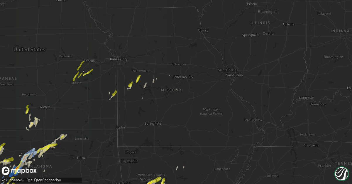 Hail map in Missouri on March 16, 2021