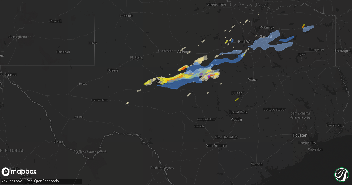 Hail map in Texas on March 16, 2021