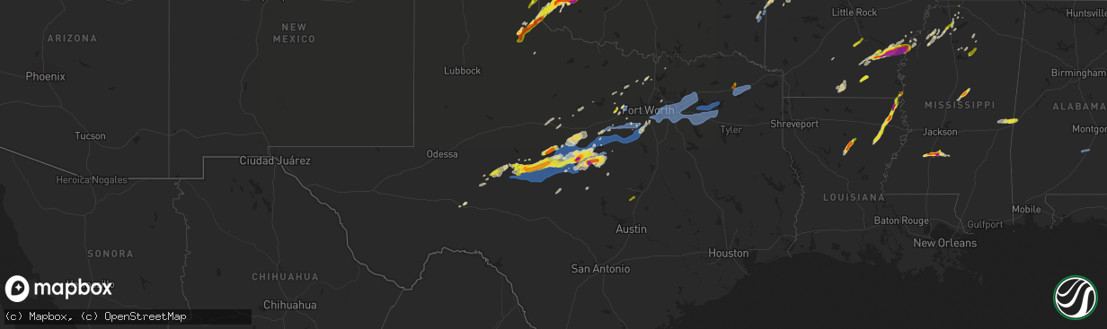 Hail map on March 16, 2021