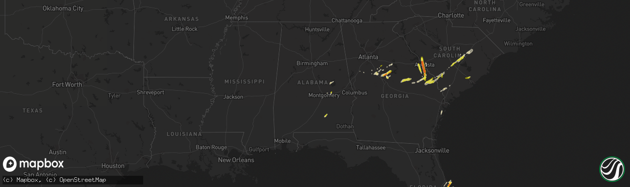 Hail map in Alabama on March 16, 2022