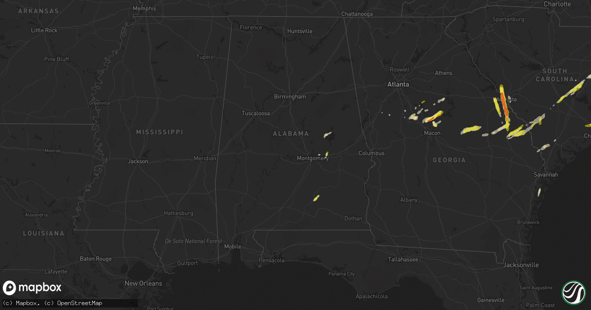 Hail map in Alabama on March 16, 2022