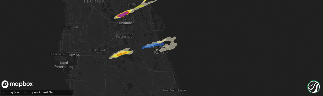 Hail map in Melbourne, FL on March 16, 2022