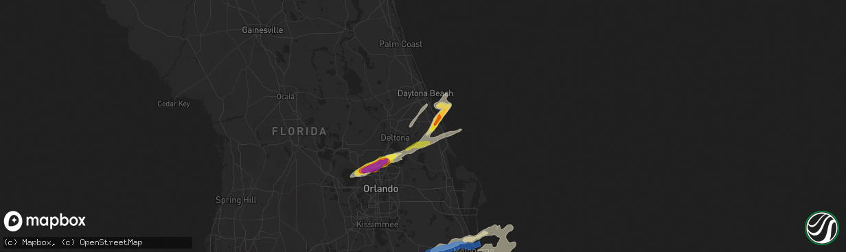 Hail map in New Smyrna Beach, FL on March 16, 2022