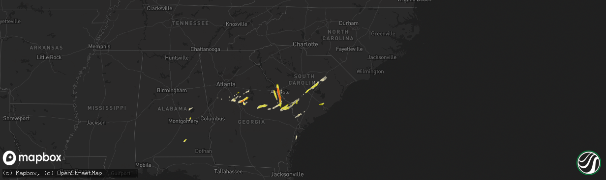 Hail map in South Carolina on March 16, 2022