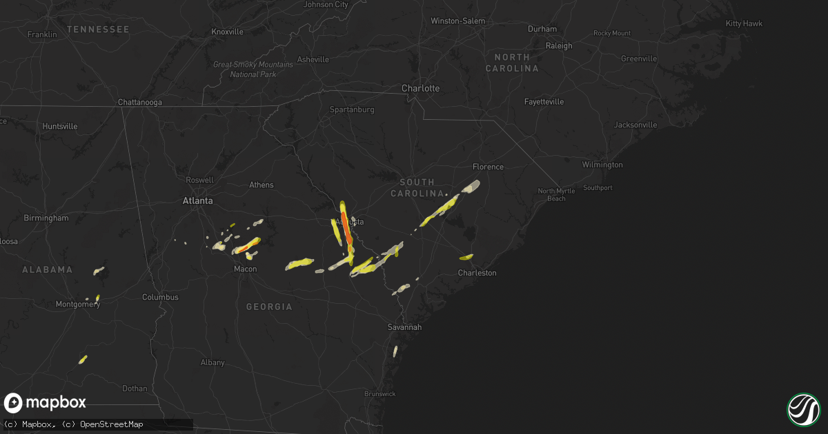 Hail map in South Carolina on March 16, 2022
