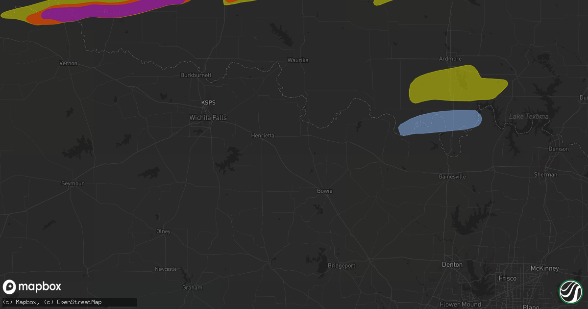 Hail map in Ardmore, OK on March 16, 2023