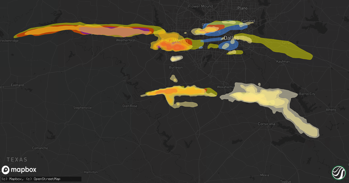 Hail map in Cleburne, TX on March 16, 2023