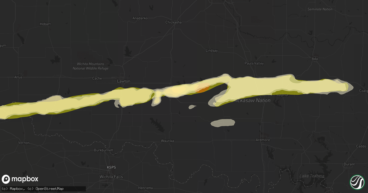 Hail map in Duncan, OK on March 16, 2023