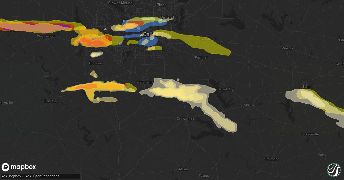 Hail map in Ennis, TX on March 16, 2023