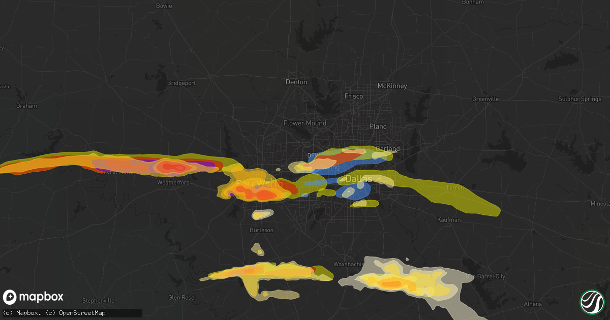 Hail map in Euless, TX on March 16, 2023