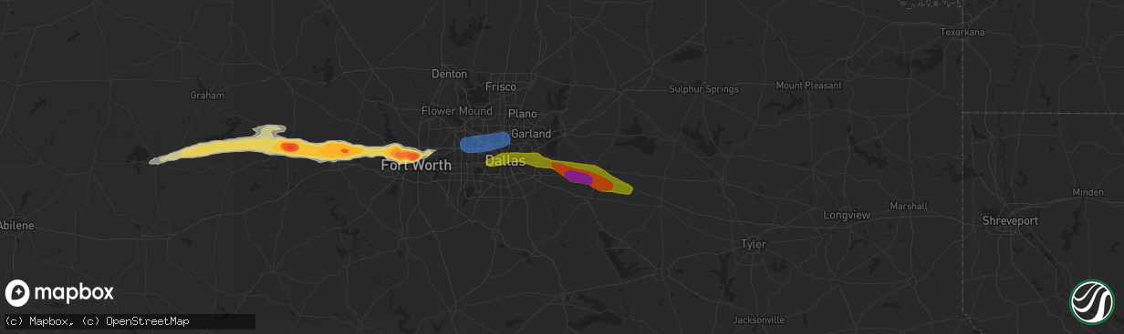 Hail map in Forney, TX on March 16, 2023
