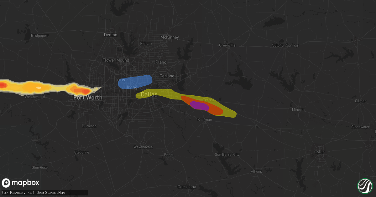 Hail map in Forney, TX on March 16, 2023