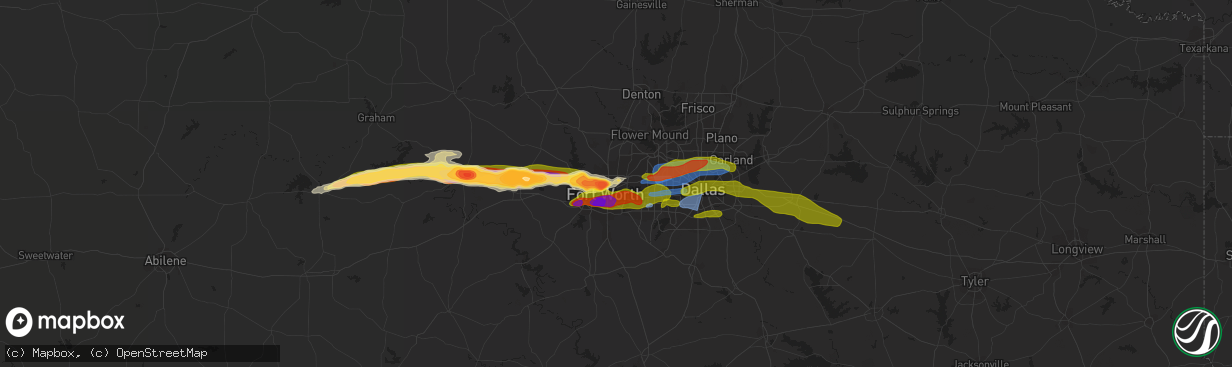 Hail map in Haltom City, TX on March 16, 2023