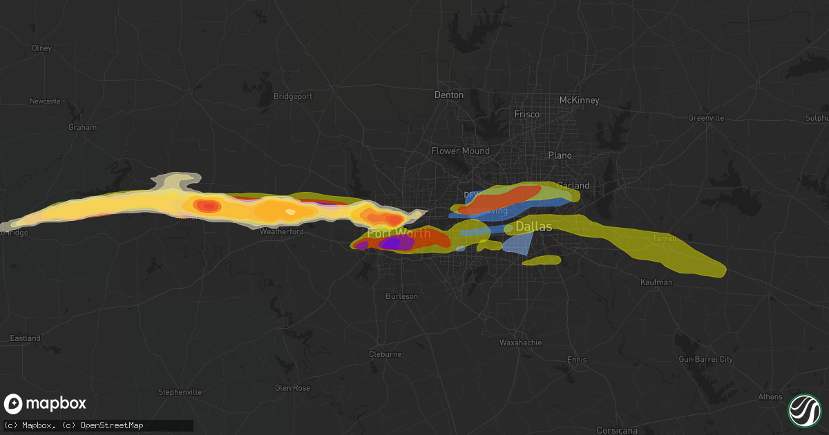 Hail map in Haltom City, TX on March 16, 2023