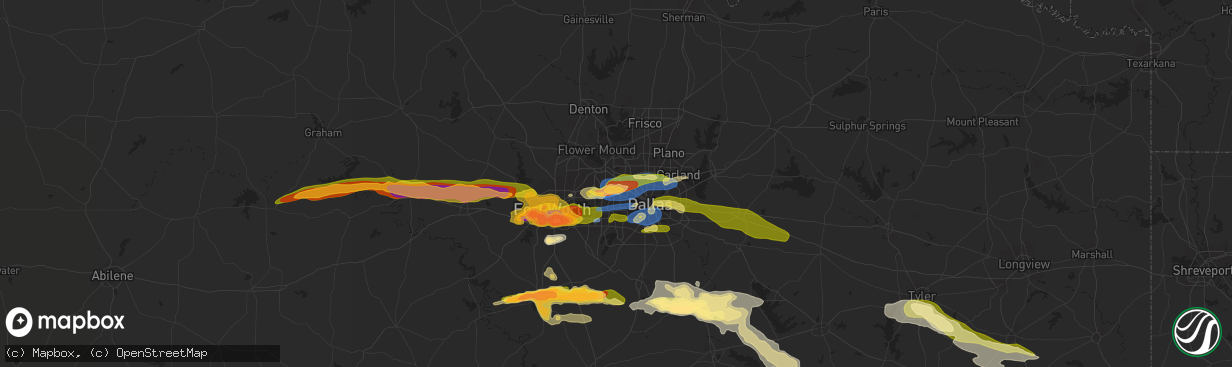 Hail map in Irving, TX on March 16, 2023