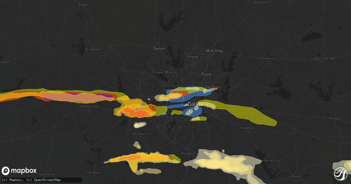 Hail map in Irving, TX on March 16, 2023