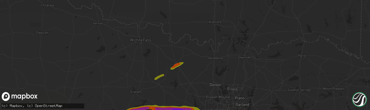 Hail map in Jacksboro, TX on March 16, 2023