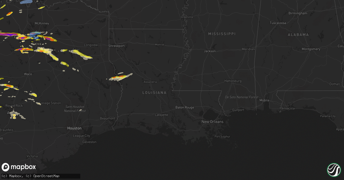 Hail map in Louisiana on March 16, 2023