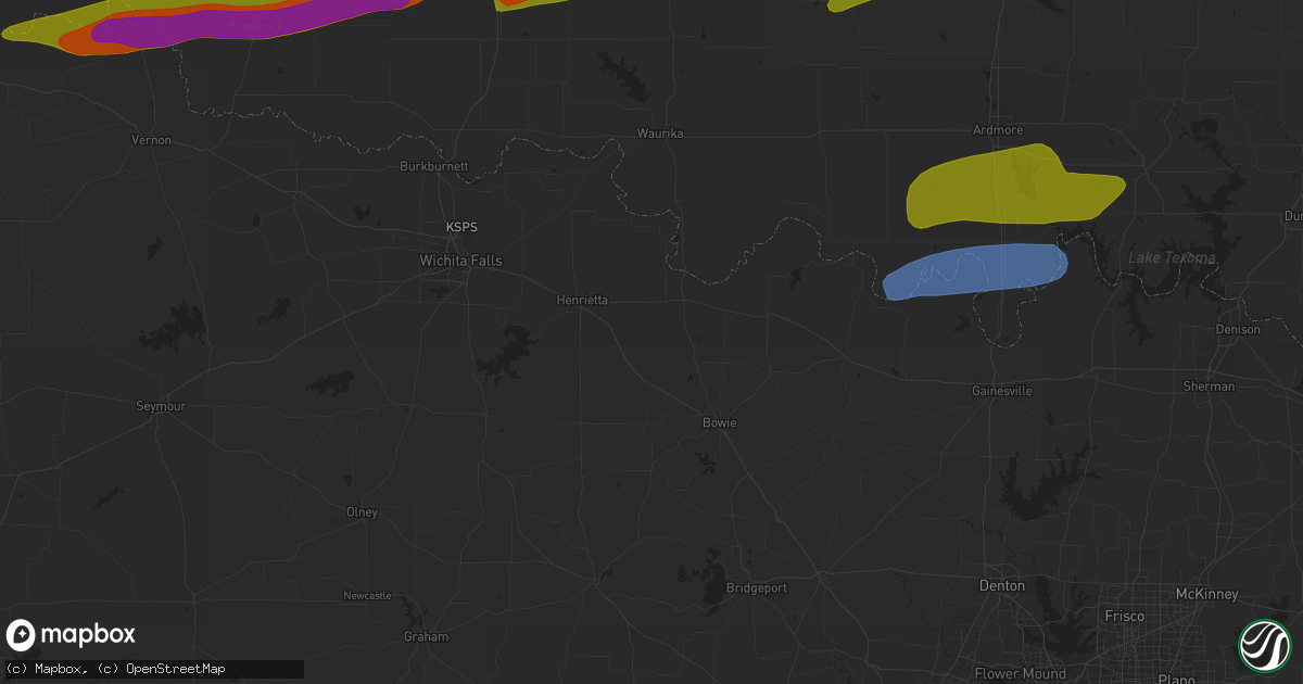 Hail map in Marietta, OK on March 16, 2023