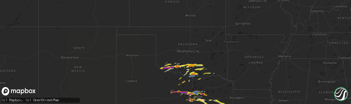 Hail map in Oklahoma on March 16, 2023