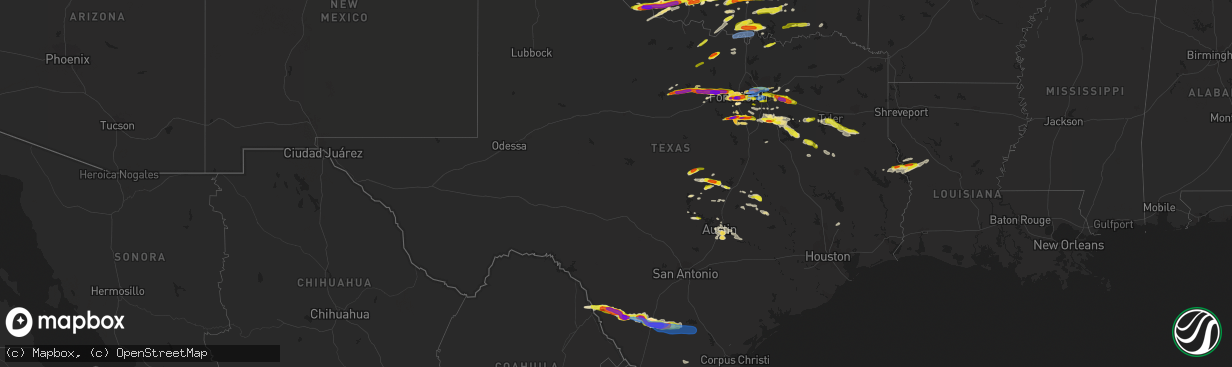 Hail map in Texas on March 16, 2023