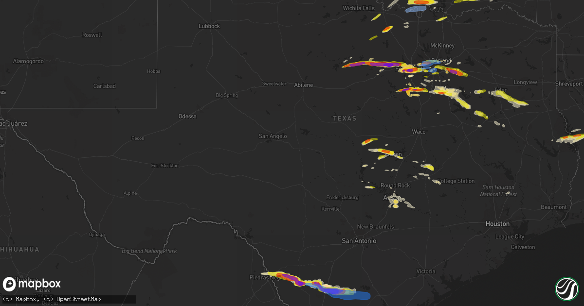 Hail map in Texas on March 16, 2023
