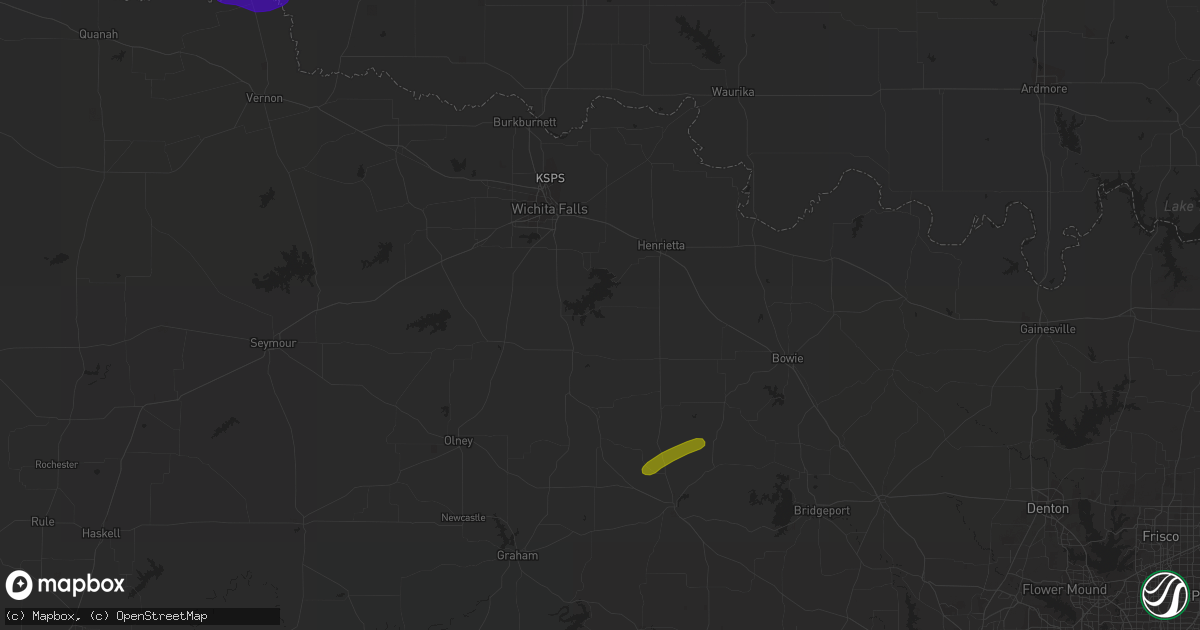 Hail map in Vernon, TX on March 16, 2023