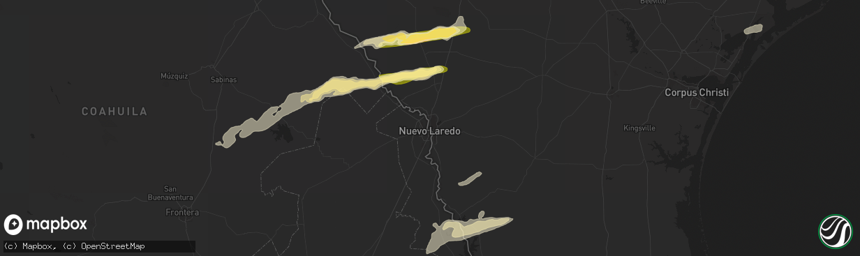 Hail map in Laredo, TX on March 16, 2024