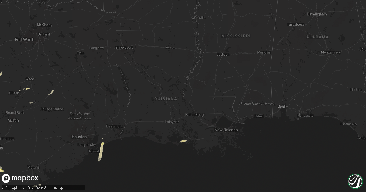Hail map in Louisiana on March 16, 2024