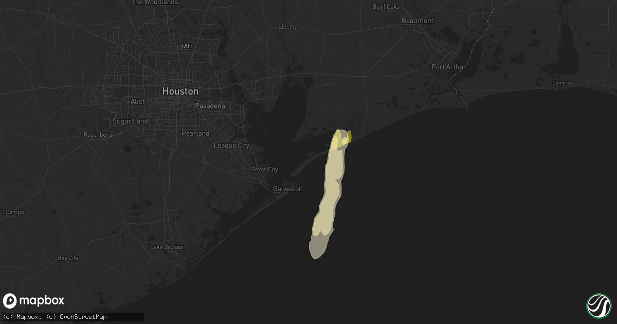 Hail map in Port Bolivar, TX on March 16, 2024