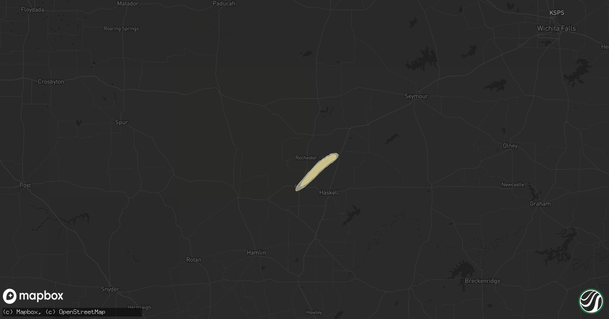 Hail map in Rochester, TX on March 16, 2024