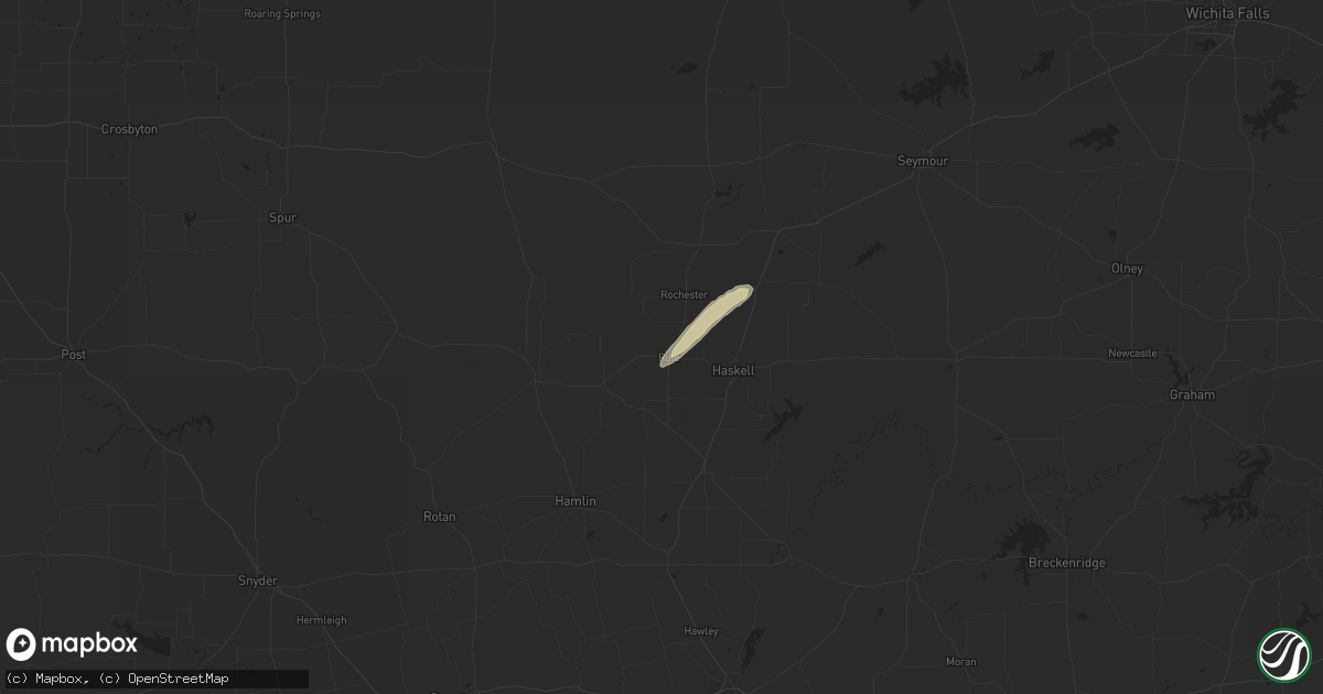 Hail map in Rule, TX on March 16, 2024