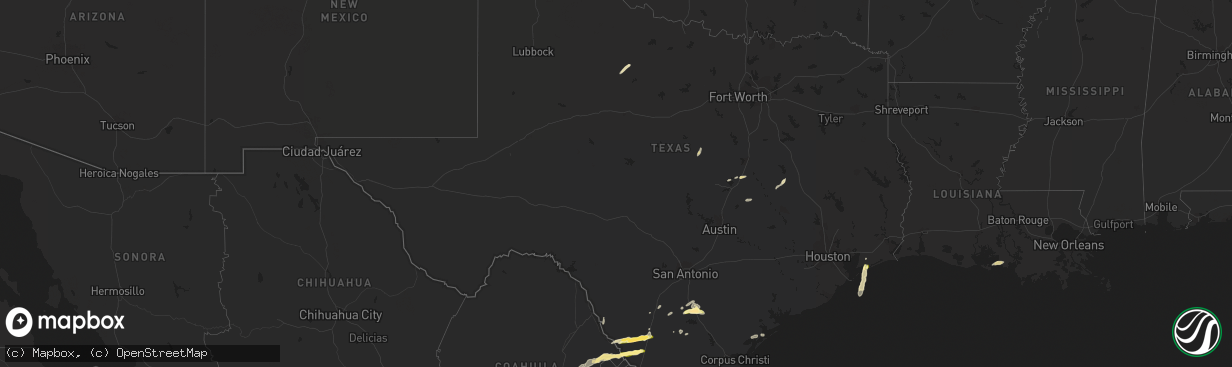 Hail map in Texas on March 16, 2024