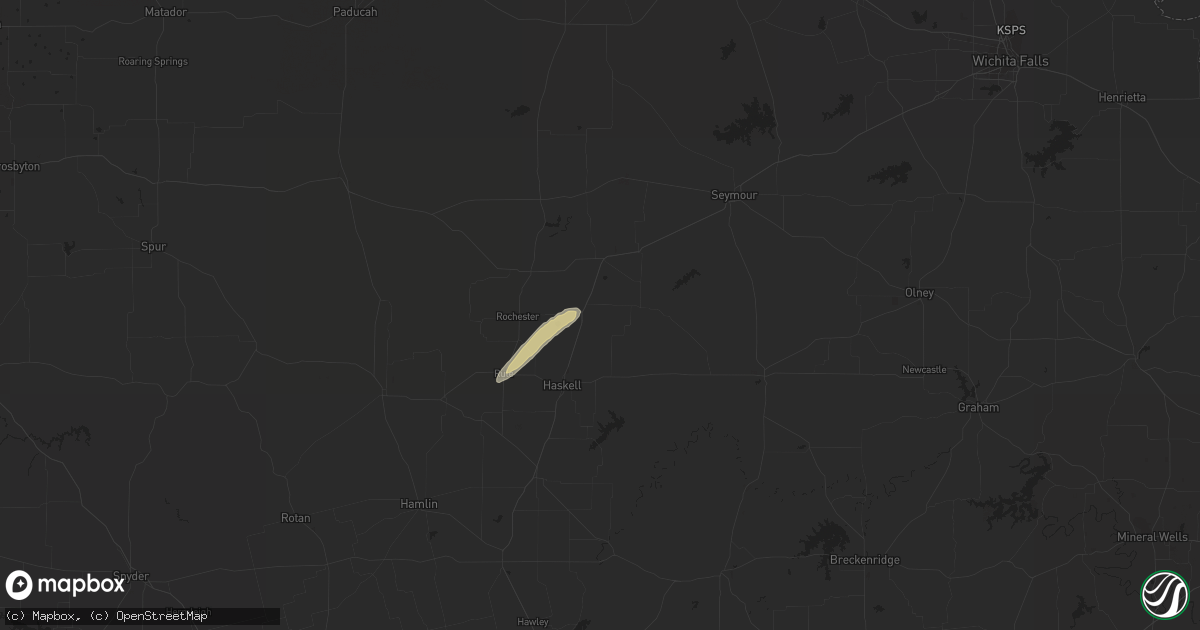 Hail map in Weinert, TX on March 16, 2024