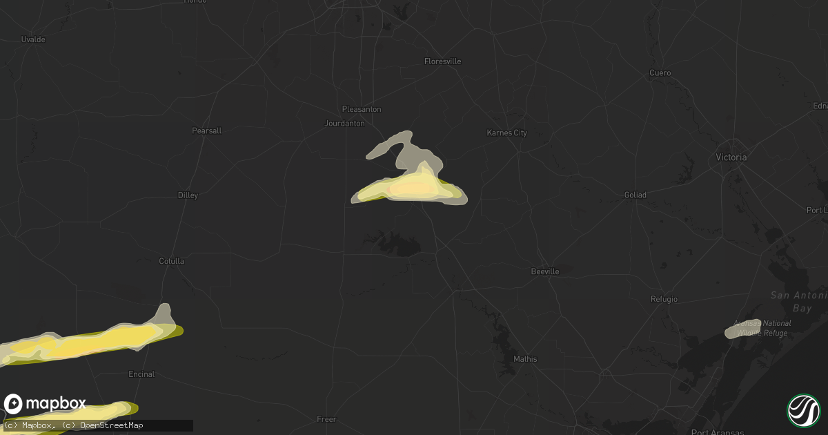 Hail map in Whitsett, TX on March 16, 2024