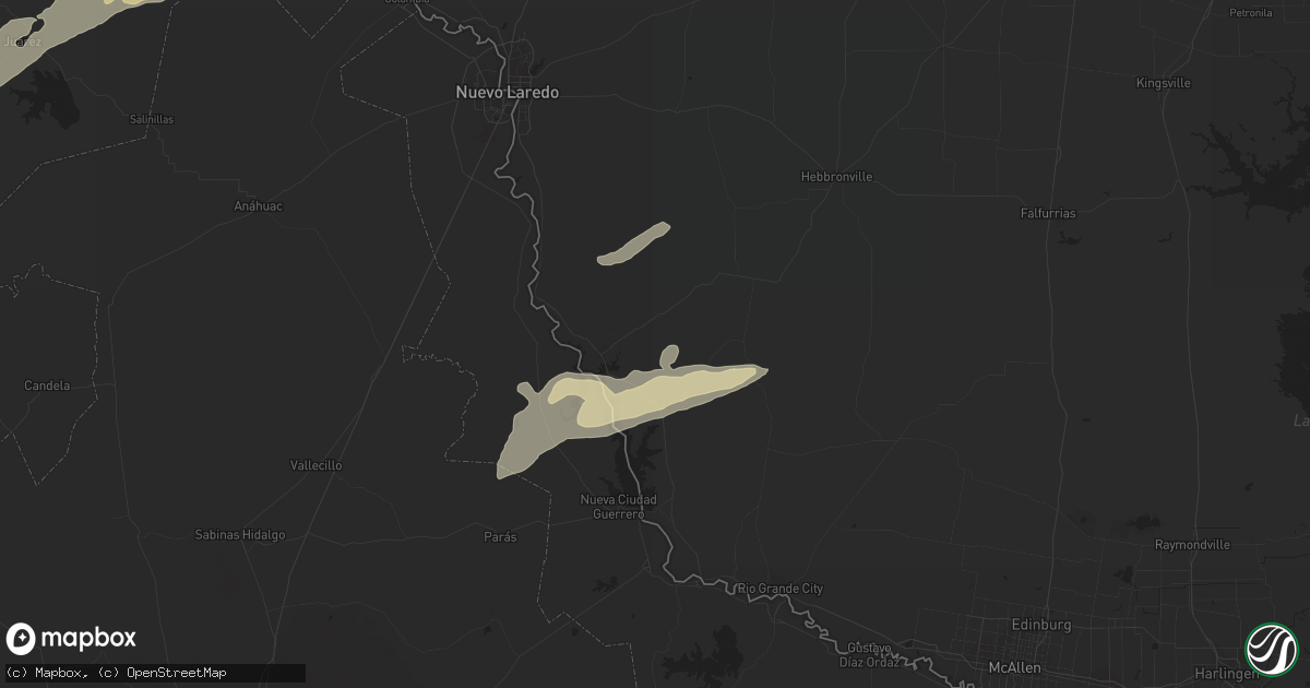 Hail map in Zapata, TX on March 16, 2024