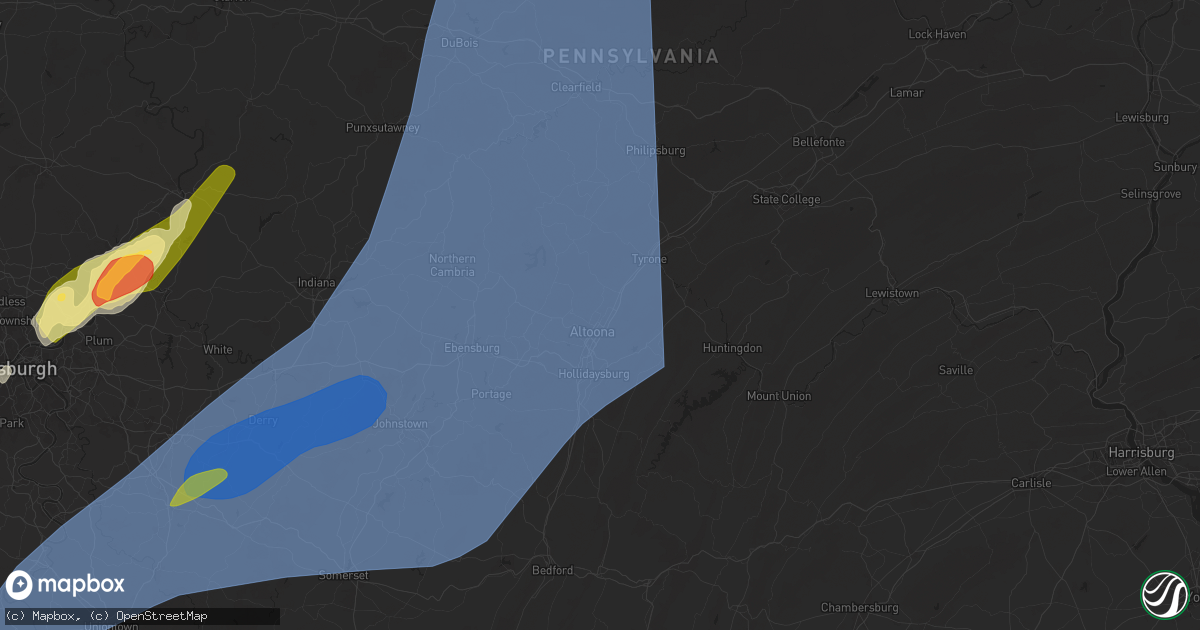 Hail map in Altoona, PA on March 16, 2025