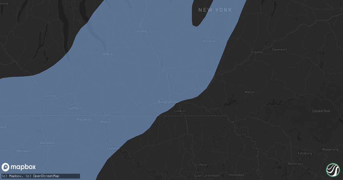 Hail map in Binghamton, NY on March 16, 2025