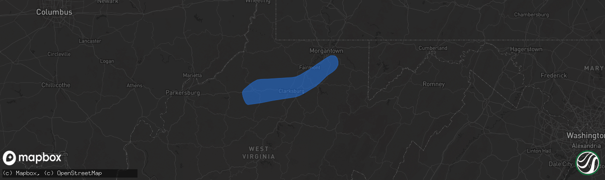 Hail map in Bridgeport, WV on March 16, 2025