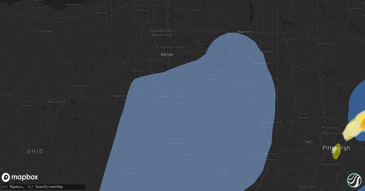Hail map in Canton, OH on March 16, 2025