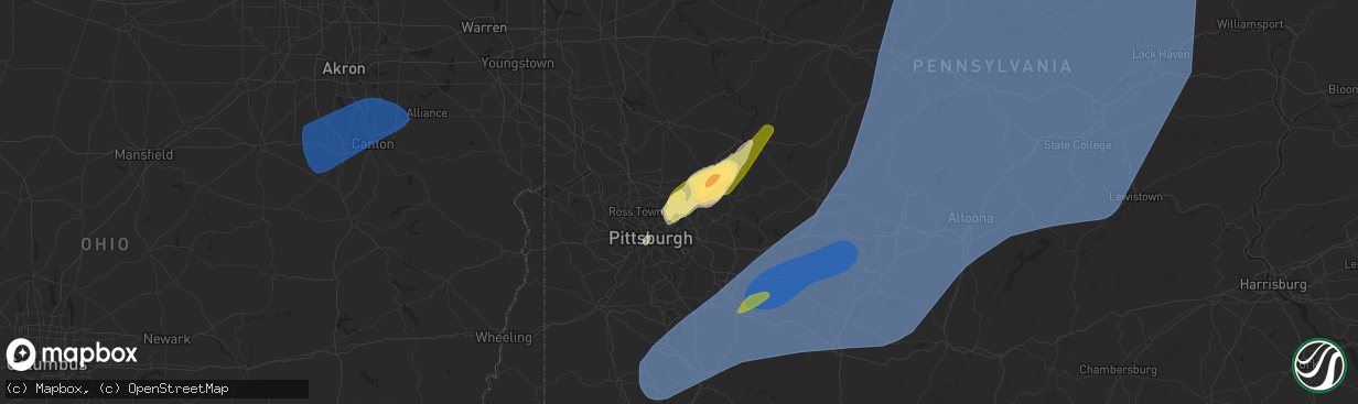 Hail map in Cheswick, PA on March 16, 2025